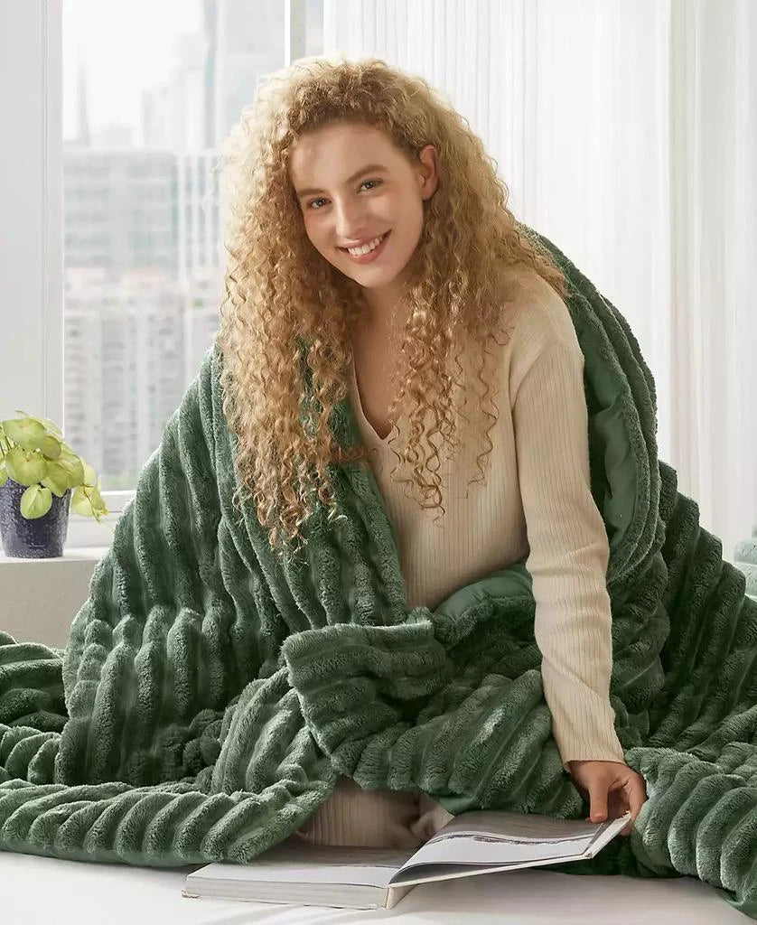 Stripe Sided Fleece Warm Blanket