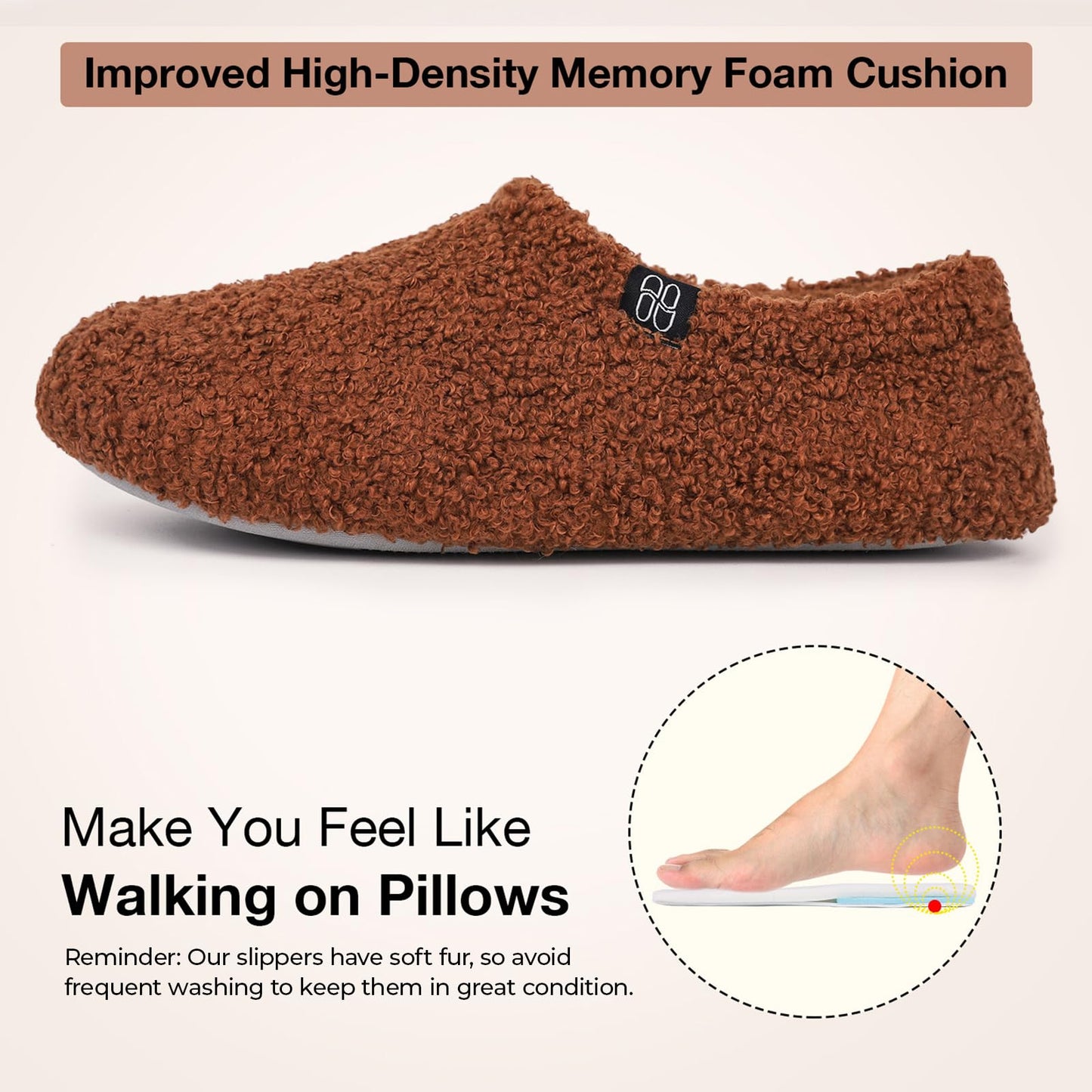 Curly Faux Fur Memory Foam Slippers