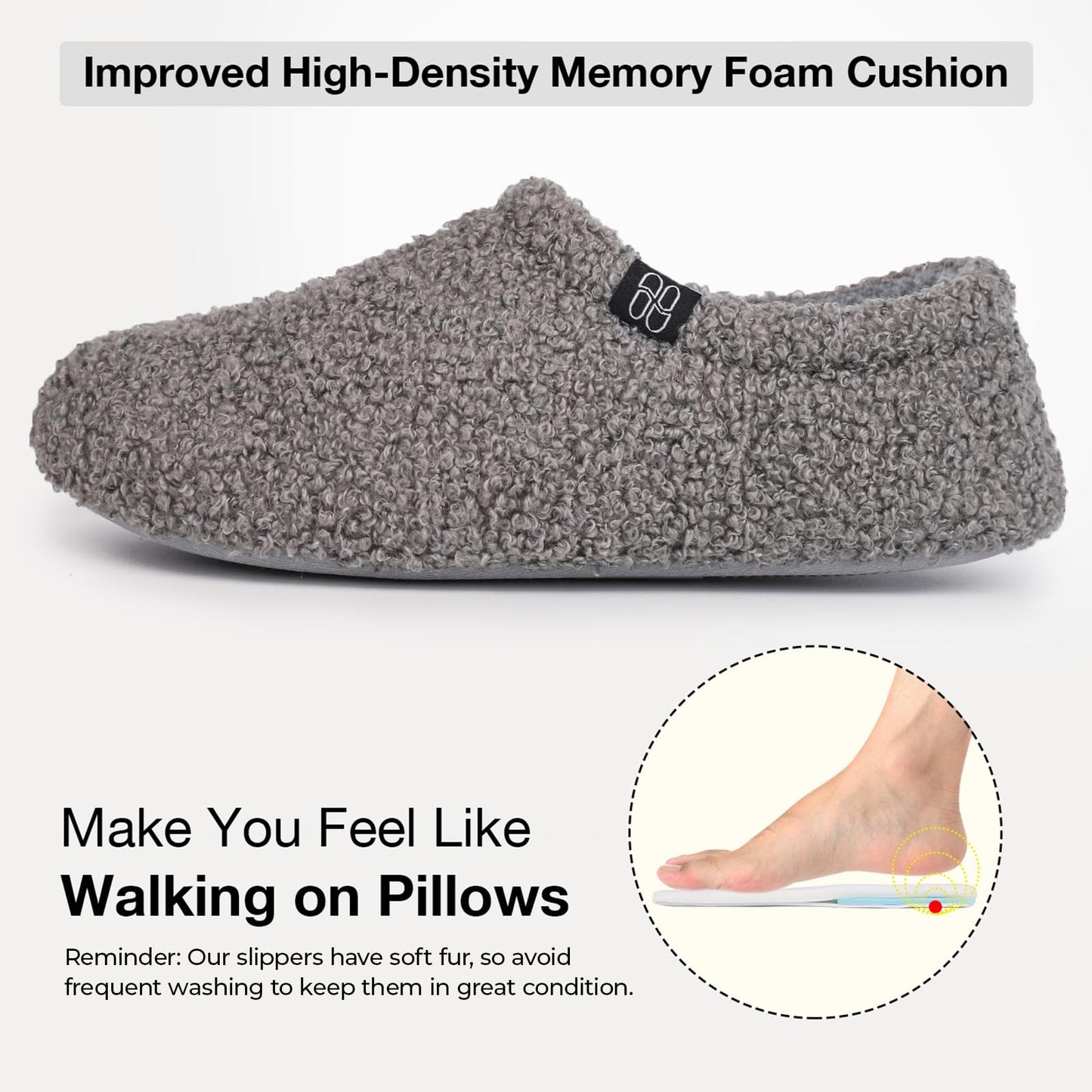 Curly Faux Fur Memory Foam Slippers