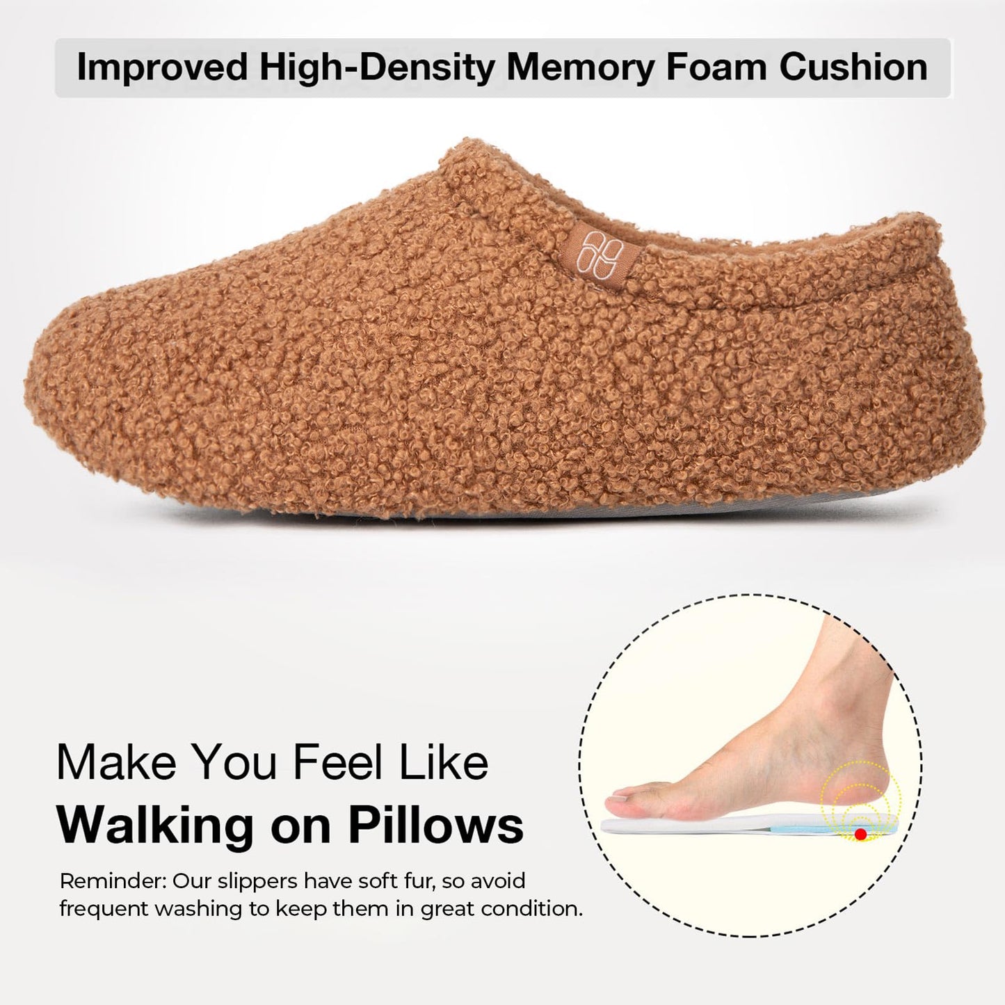 Curly Faux Fur Memory Foam Slippers