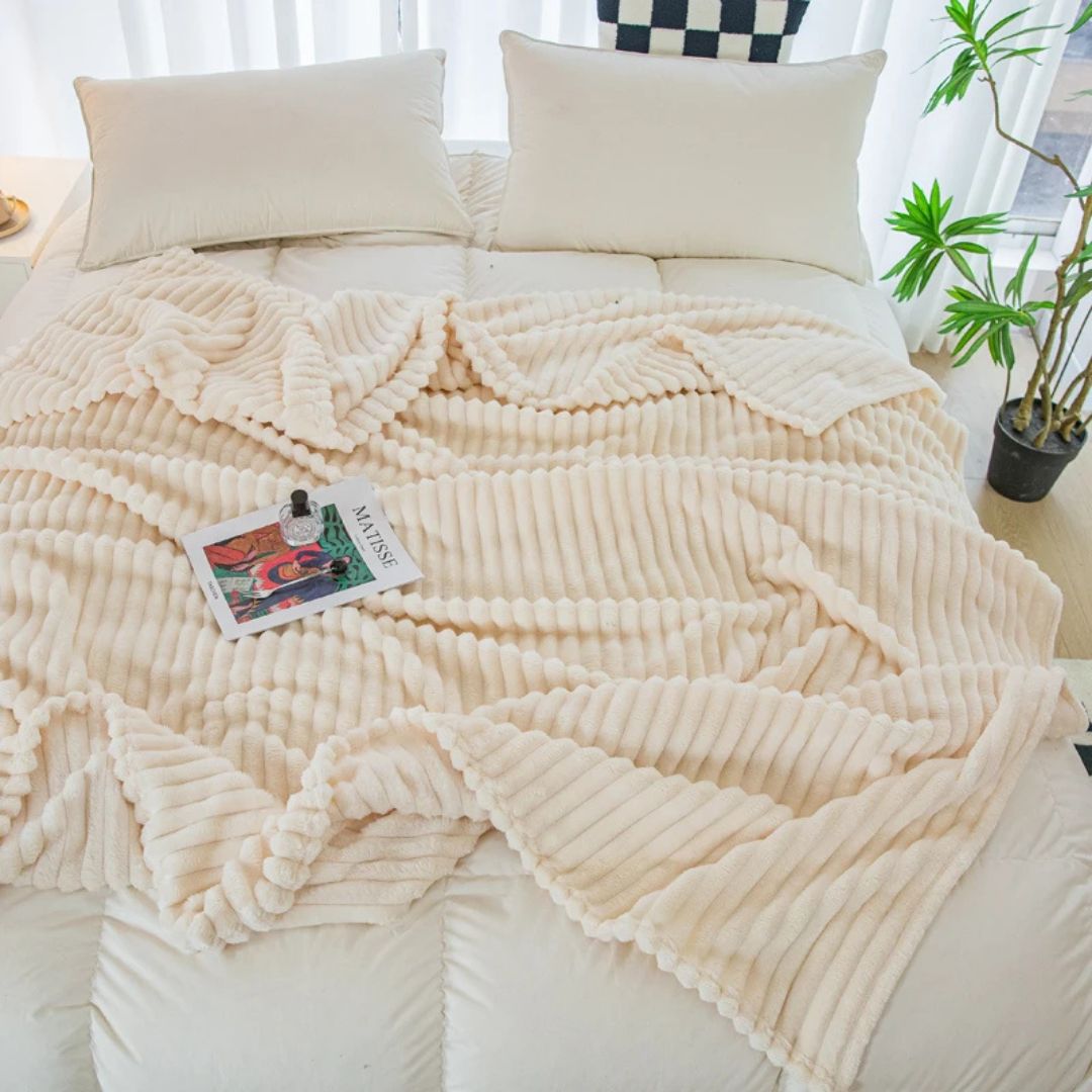 Stripe Sided Fleece Warm Blanket