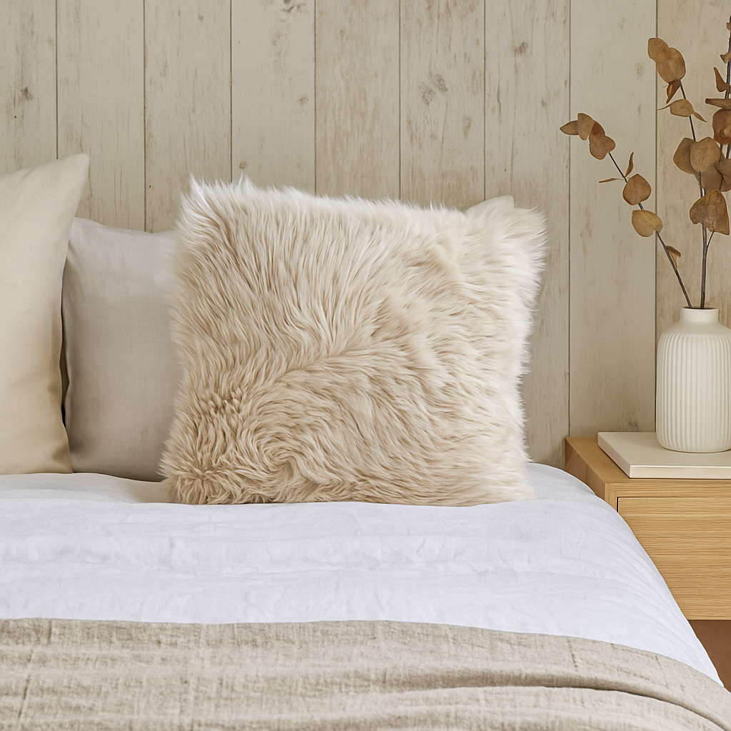 Natural Tibetan Sheepskin Accent Cushion