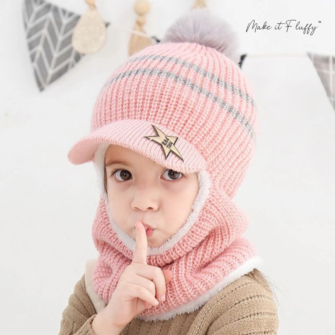 Baby Ski Cap with Scarf – Warm Knitted Winter Hood