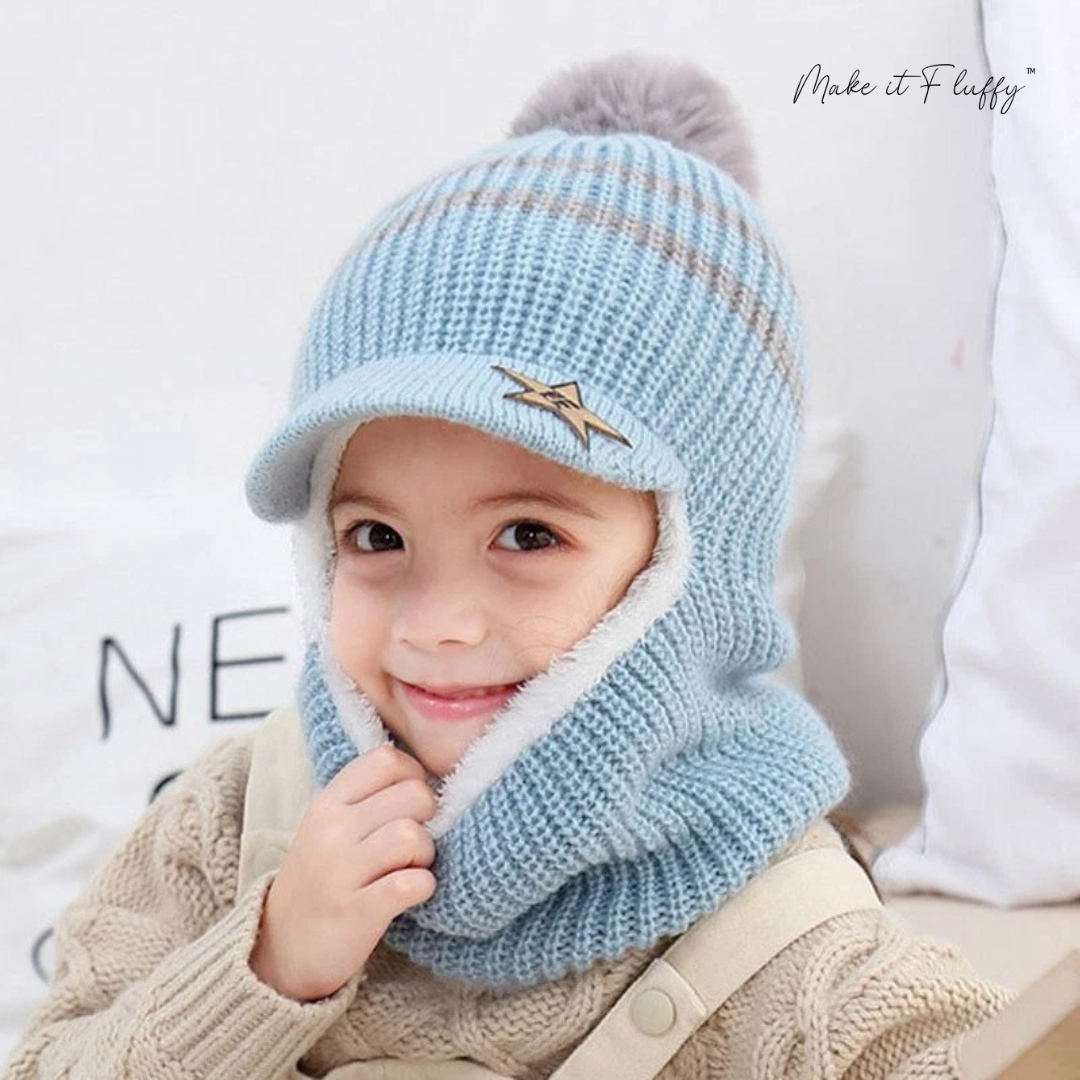 Baby Ski Cap with Scarf – Warm Knitted Winter Hood