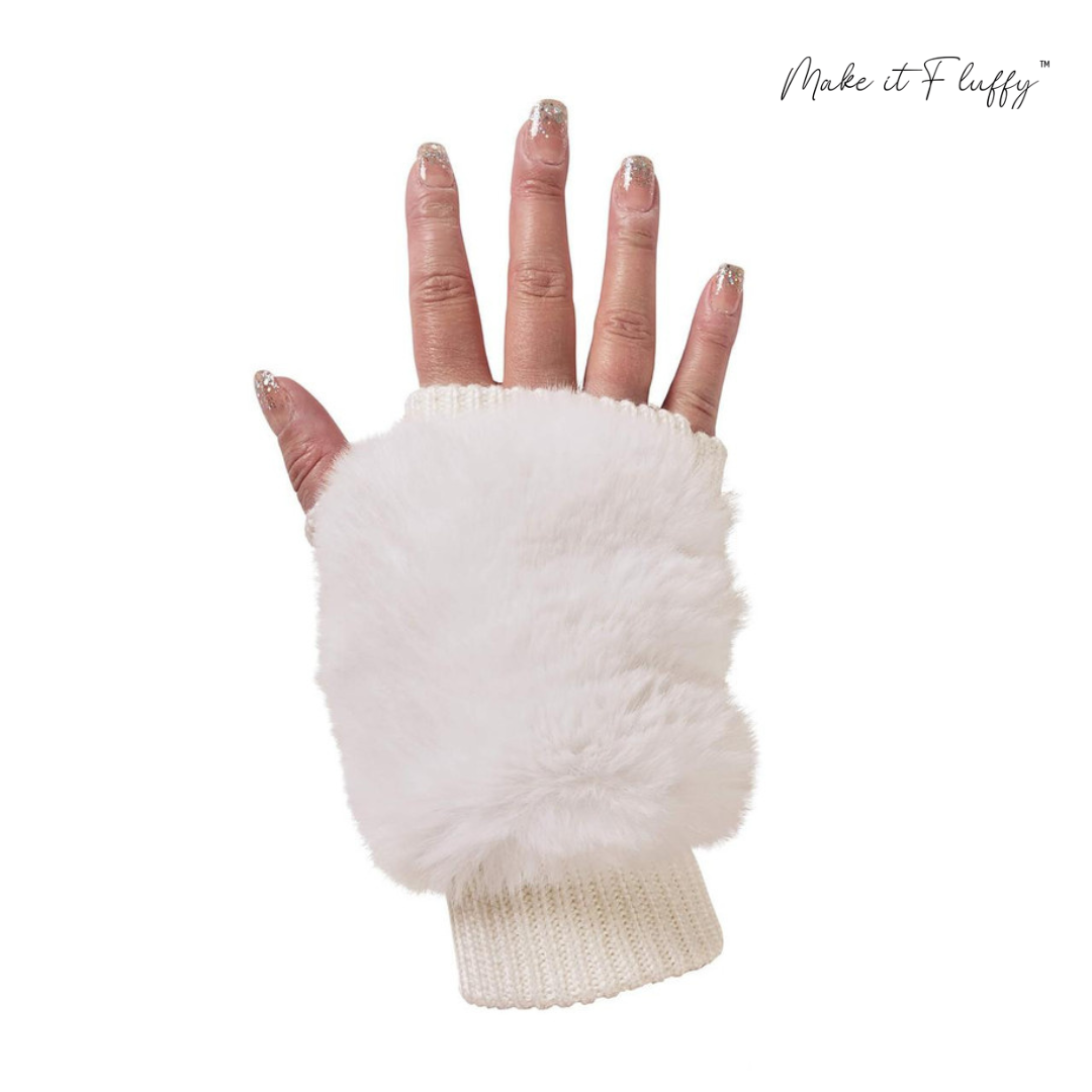Blush Faux Fur Fingerless Gloves