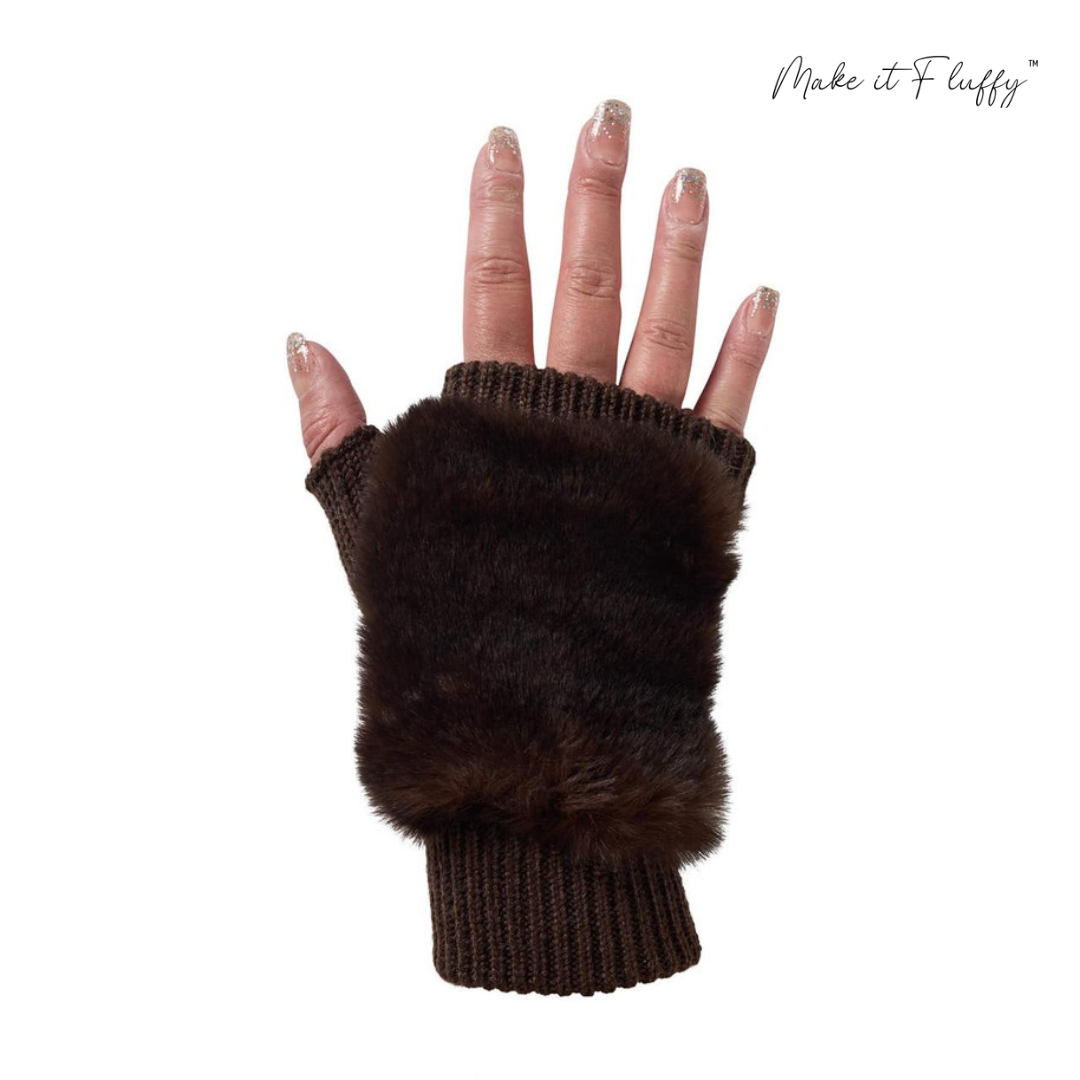 Blush Faux Fur Fingerless Gloves
