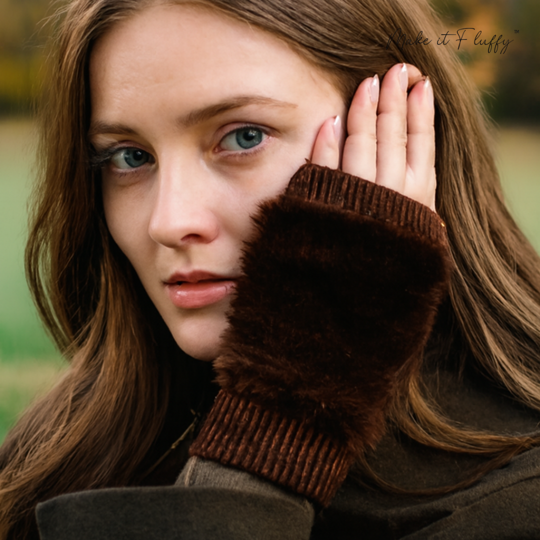 Blush Faux Fur Fingerless Gloves