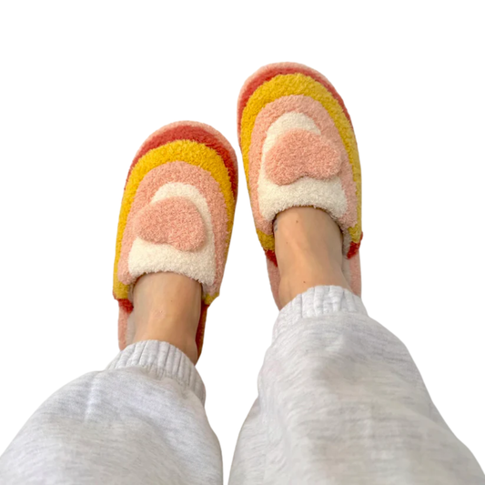 ChicFluff Rainbow Heart Slippers