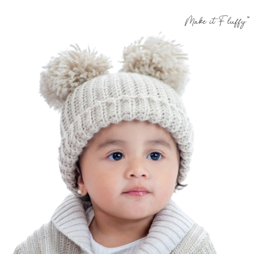 Double Pom Crochet Beanie Hat