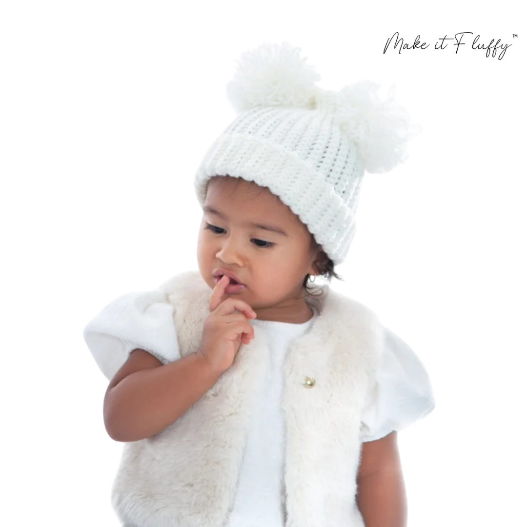 Double Pom Crochet Beanie Hat