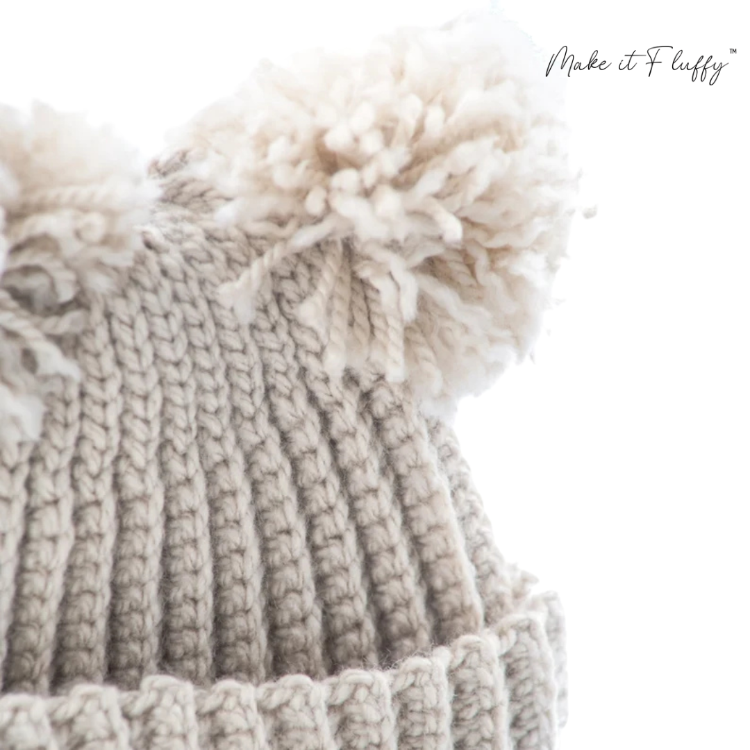 Double Pom Crochet Beanie Hat