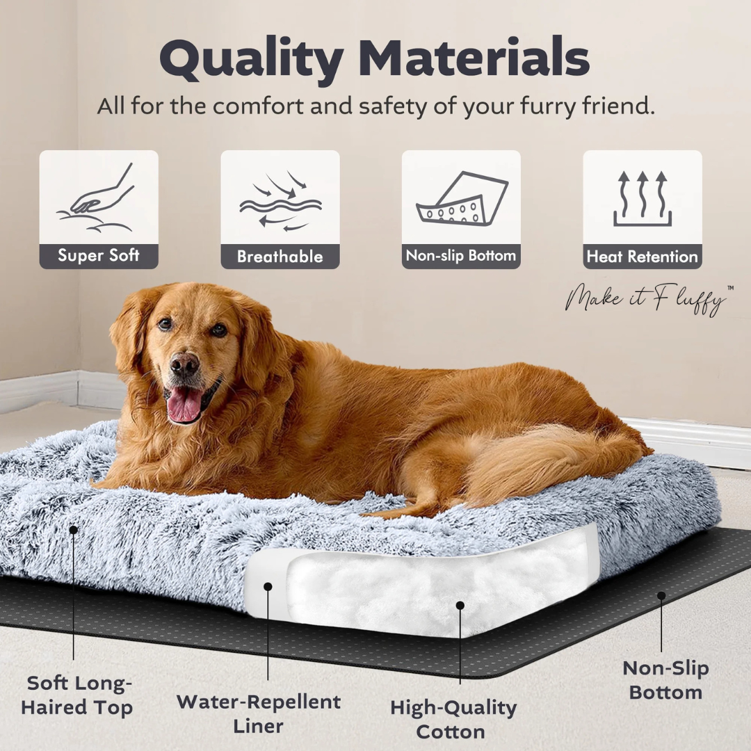 Fluffy Orthopedic Dog Bed – Large Square Plush Comfort