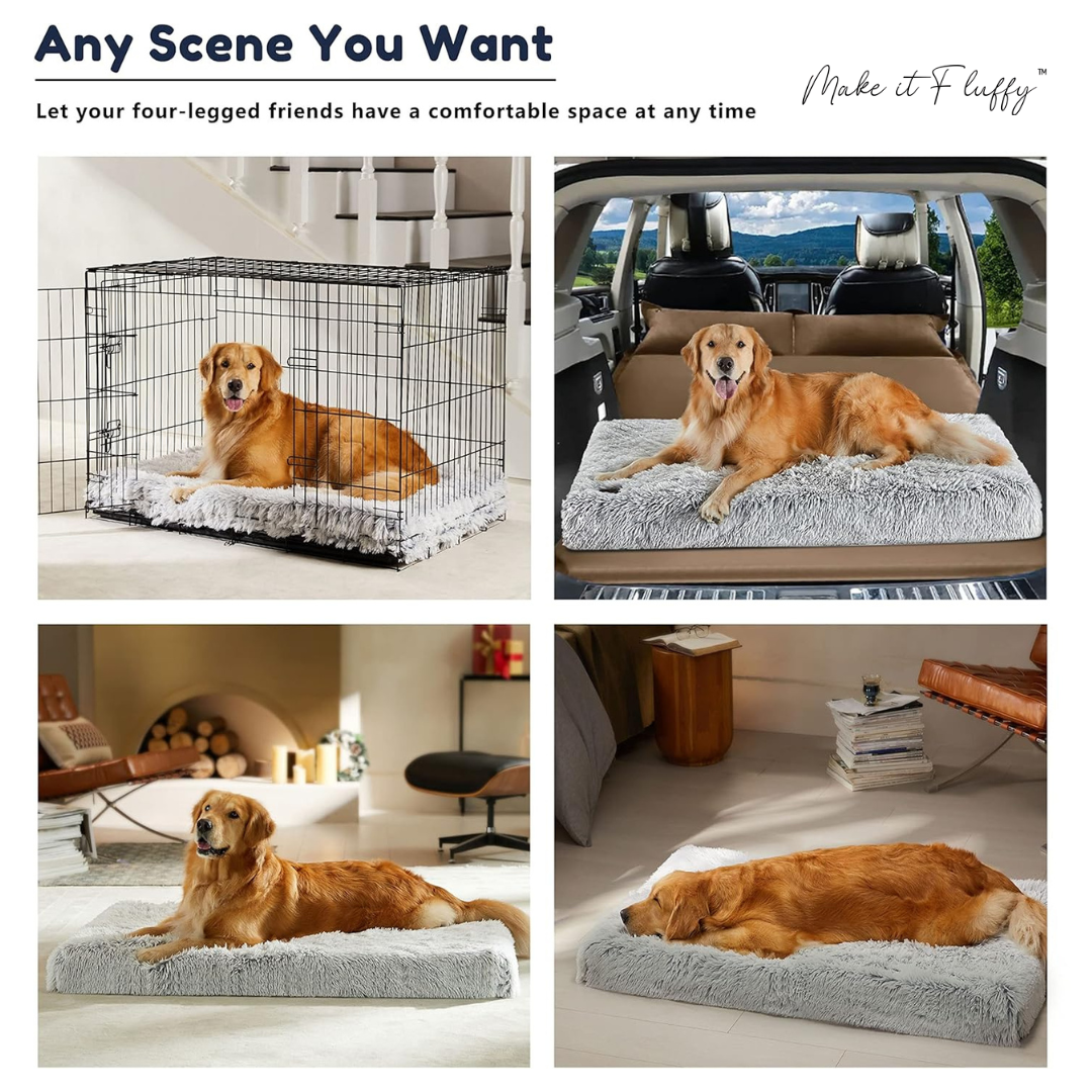 Fluffy Orthopedic Dog Bed – Large Square Plush Comfort