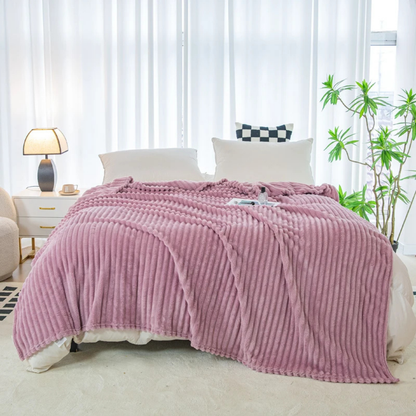 Stripe Sided Fleece Warm Blanket