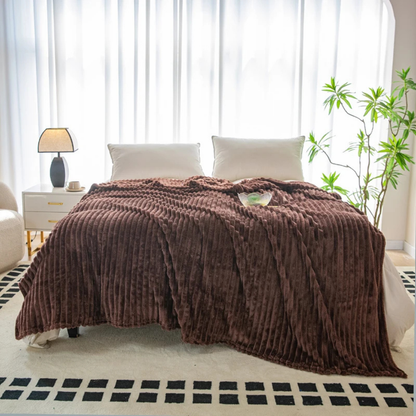 Stripe Sided Fleece Warm Blanket