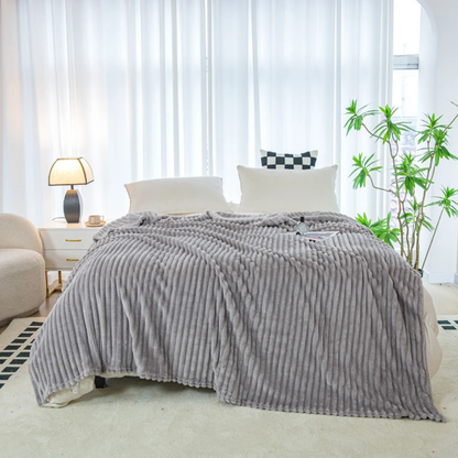 Stripe Sided Fleece Warm Blanket
