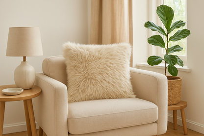 Natural Tibetan Sheepskin Accent Cushion
