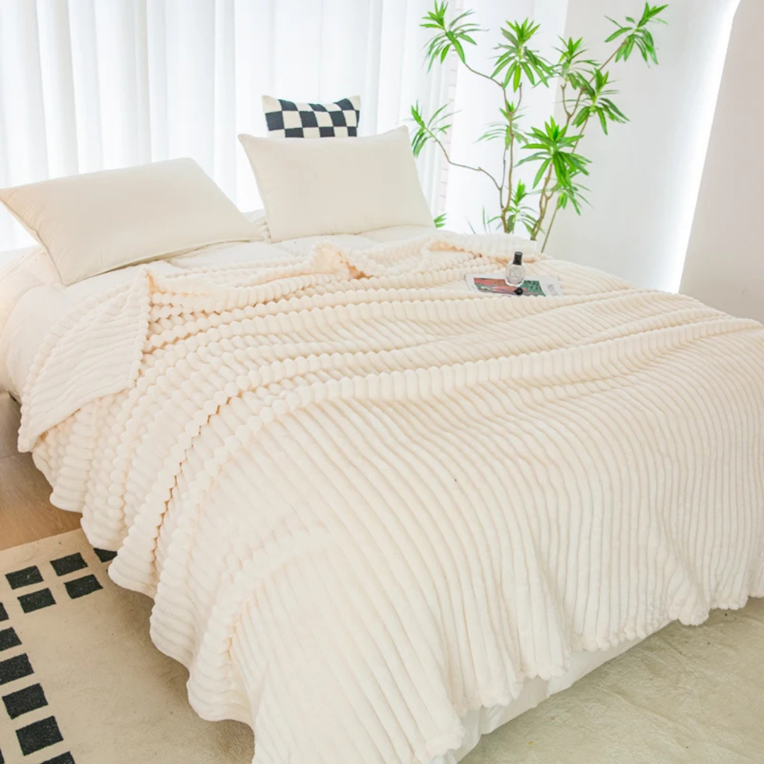 Stripe Sided Fleece Warm Blanket