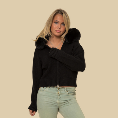 ArcticLuxe Faux Fur Hooded Cardigan