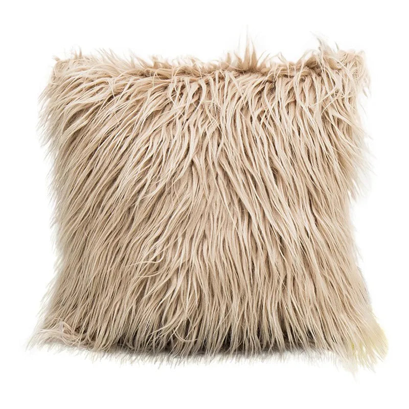 CloudFluff Faux Fur Accent Pillow in Beige