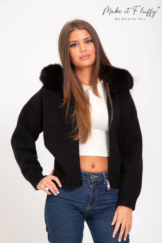 ArcticLuxe Faux Fur Hooded Cardigan