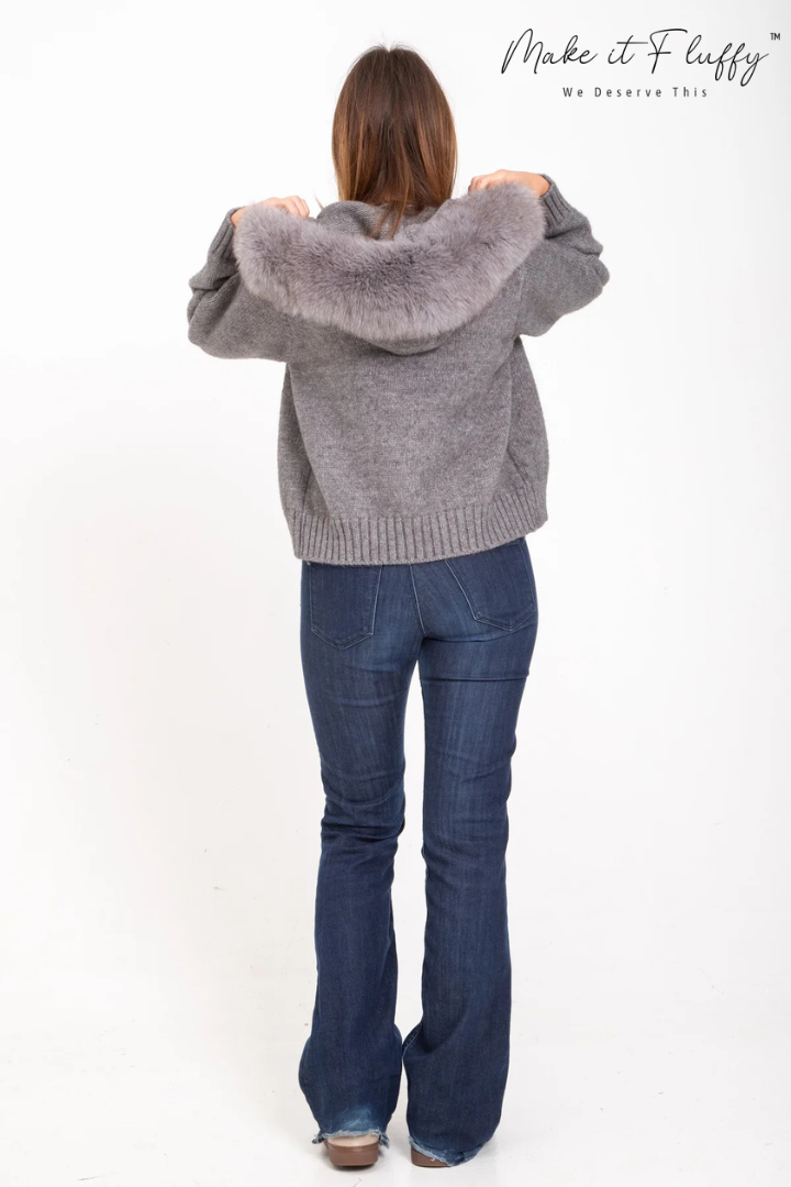 ArcticLuxe Faux Fur Hooded Cardigan