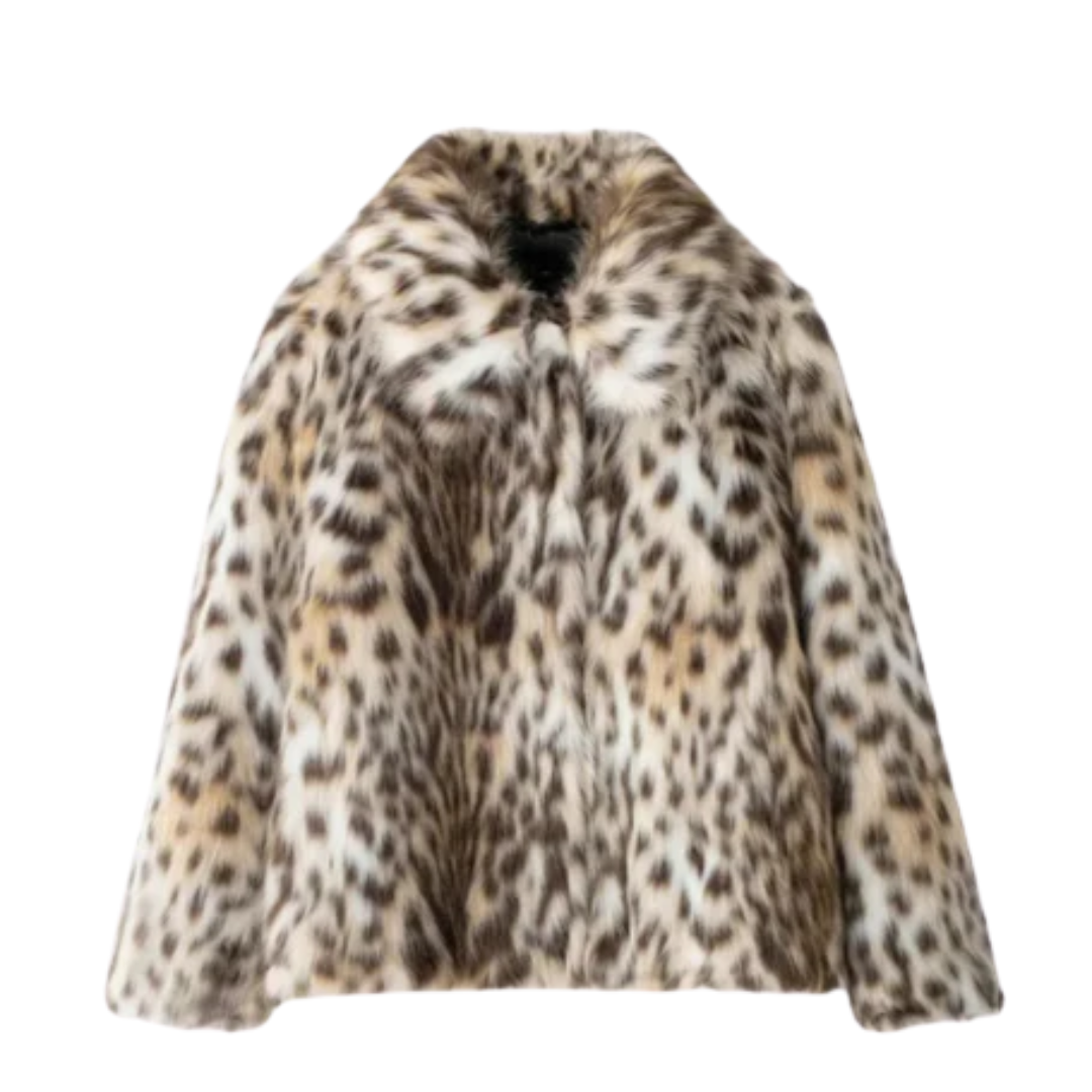 AuroraLuxe Dream Jacket - Faux Fur Leopard