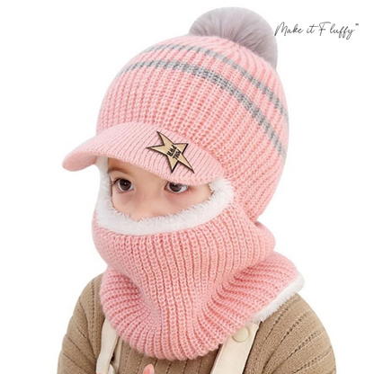 Baby Ski Cap with Scarf – Warm Knitted Winter Hood
