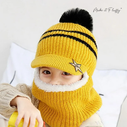 Baby Ski Cap with Scarf – Warm Knitted Winter Hood