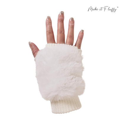 Blush Faux Fur Fingerless Gloves