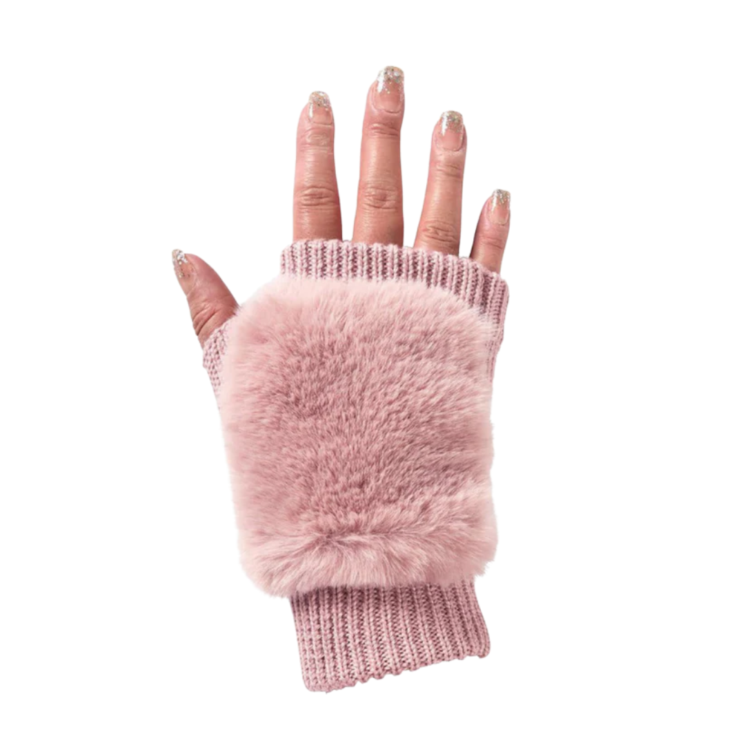 ChicFluff Faux Fur Fingerless Gloves