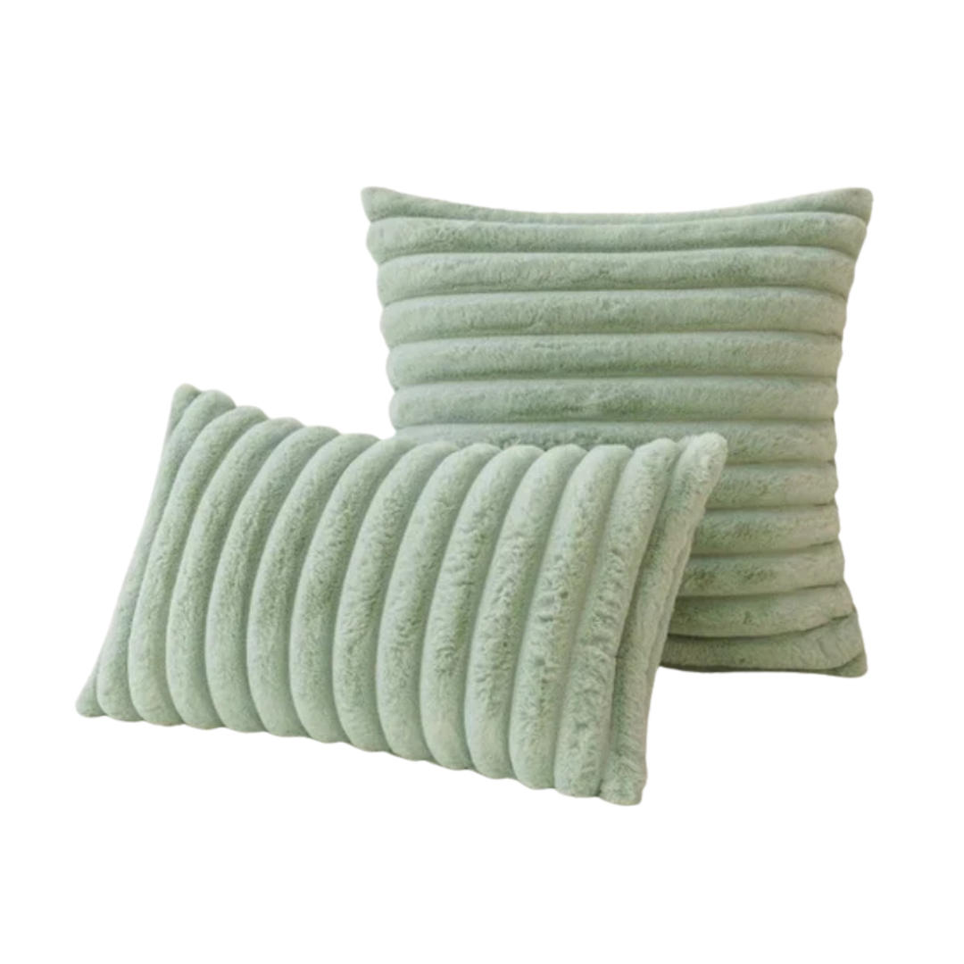 CloudFluff Channeled Rabbit Faux Fur Pillow Cover