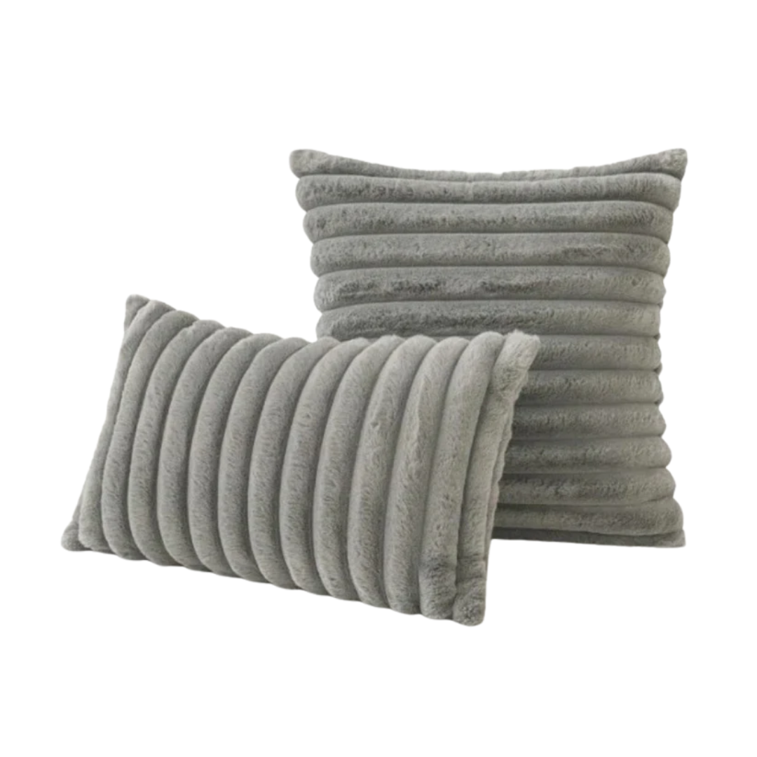 CloudFluff Channeled Rabbit Faux Fur Pillow Cover