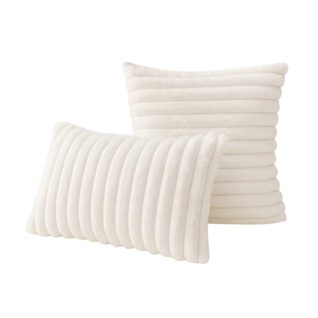 CloudFluff Channeled Rabbit Faux Fur Pillow Cover