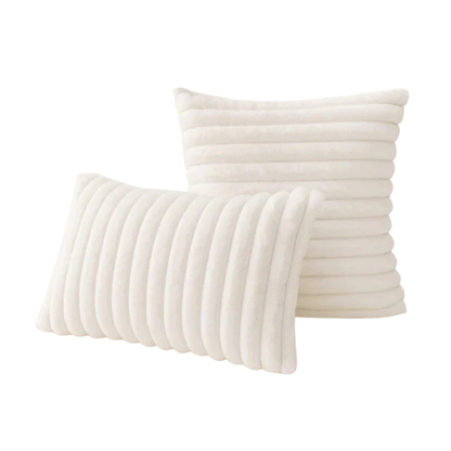 CloudFluff Channeled Rabbit Faux Fur Pillow Cover