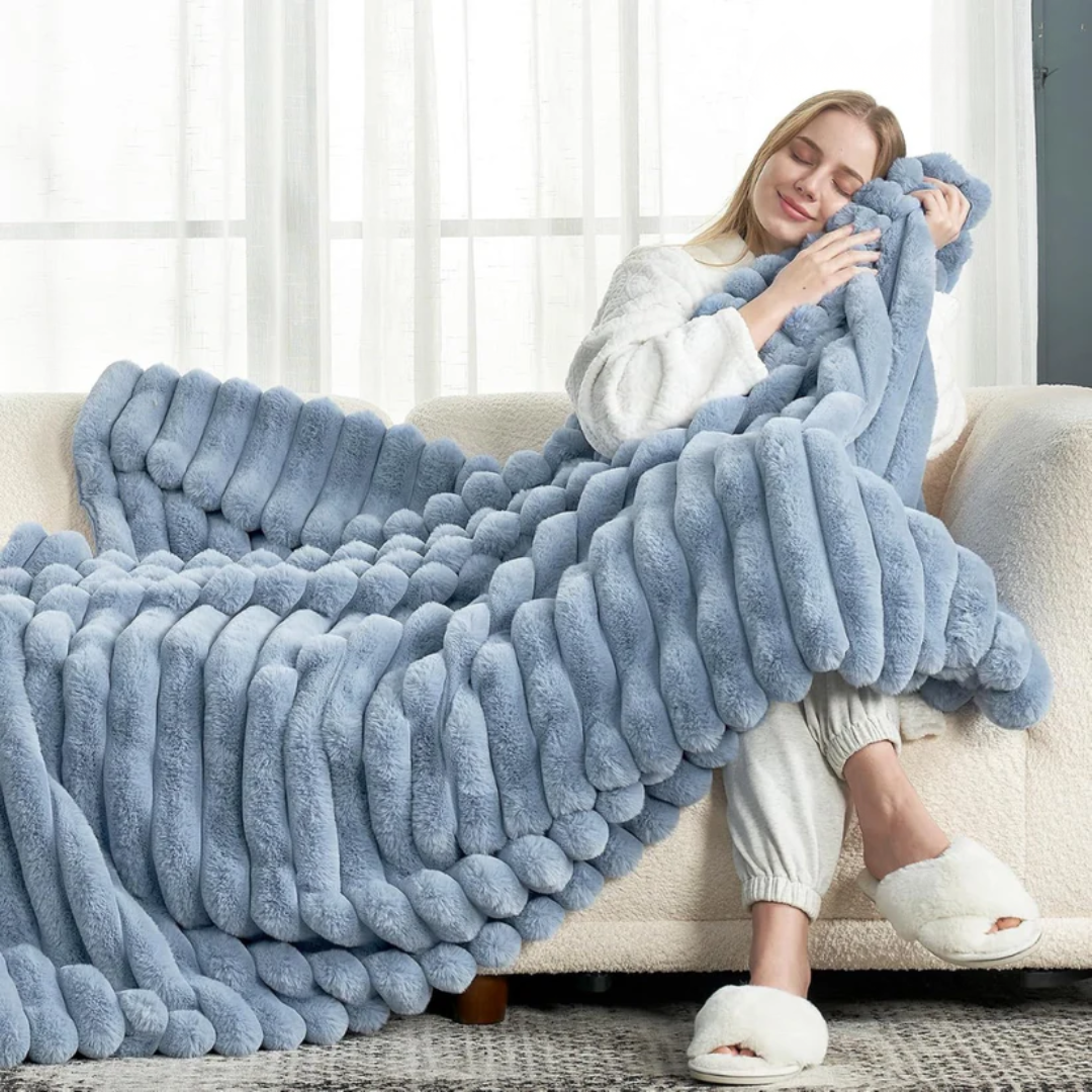 CloudSoft Stripe Plush Blanket