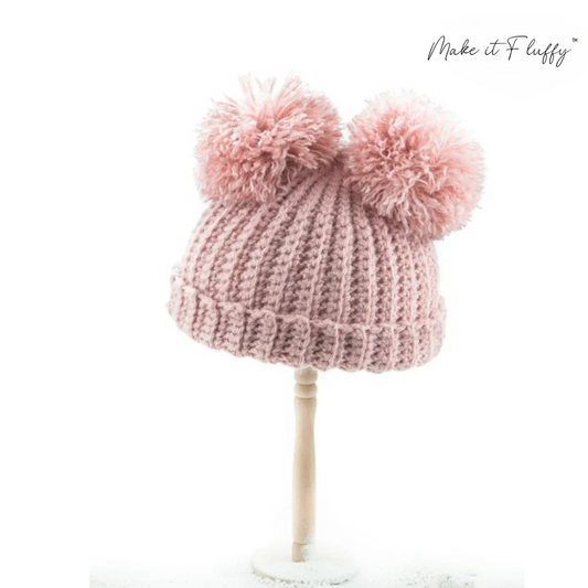Double Pom Crochet Beanie Hat