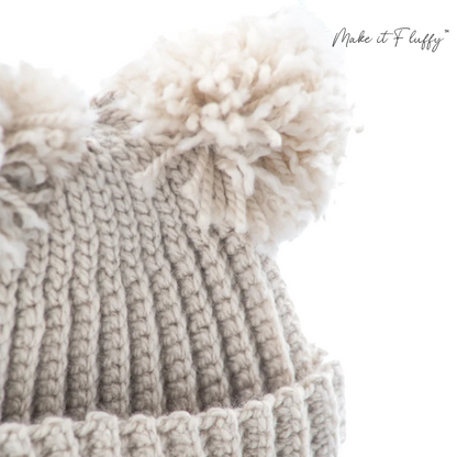 Double Pom Crochet Beanie Hat