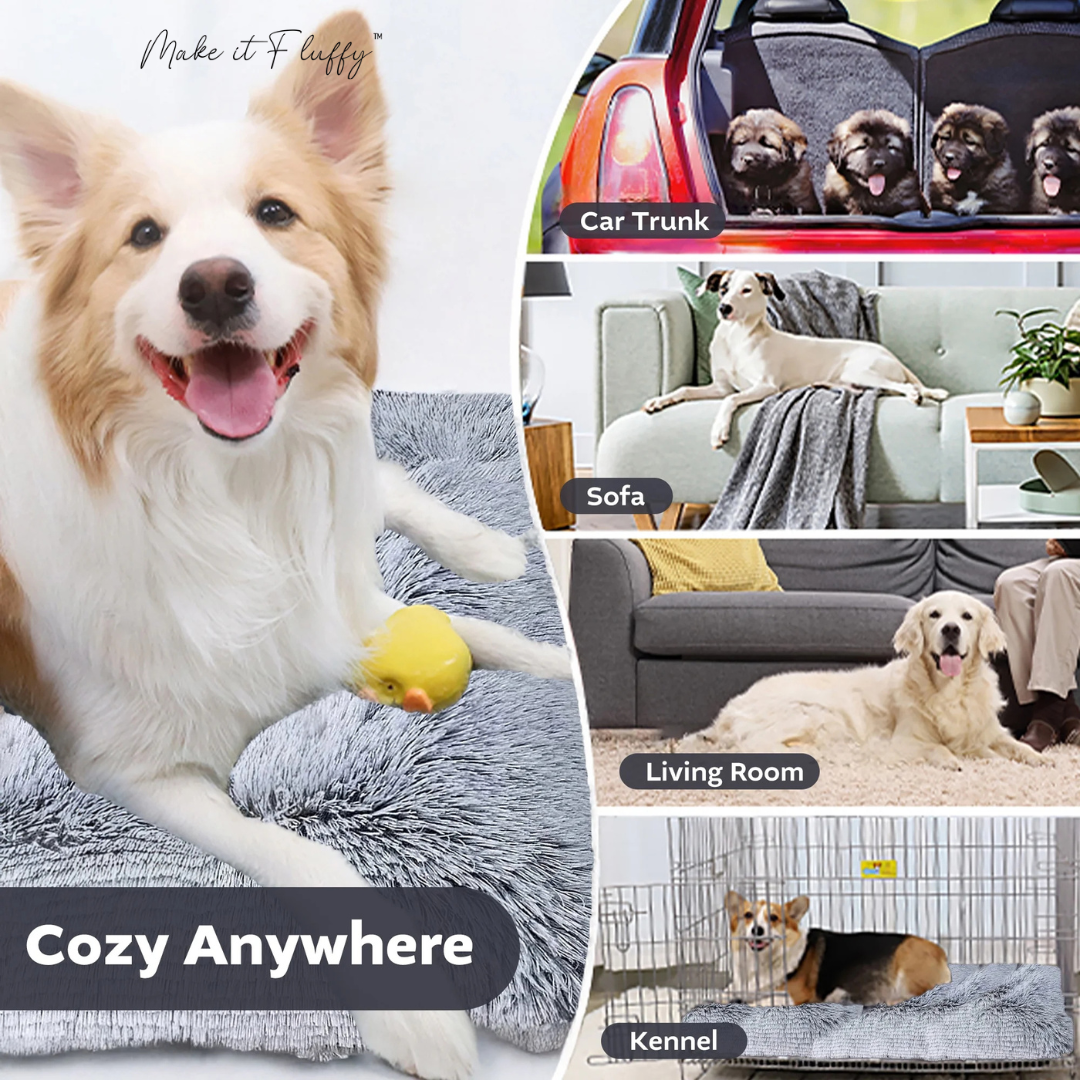 Fluffy Orthopedic Dog Bed – Large Square Plush Comfort