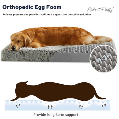 Fluffy Orthopedic Dog Bed – Large Square Plush Comfort