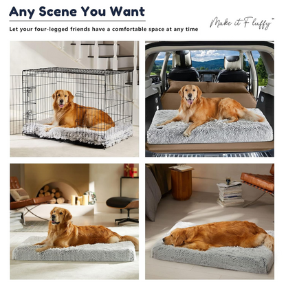 Fluffy Orthopedic Dog Bed – Large Square Plush Comfort