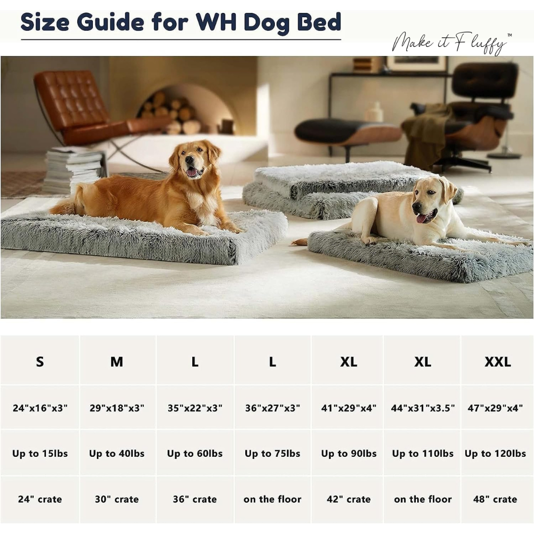 Fluffy Orthopedic Dog Bed – Large Square Plush Comfort