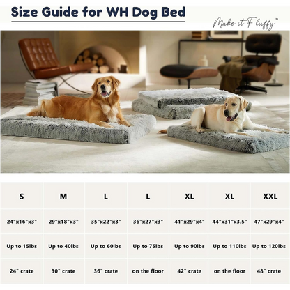 Fluffy Orthopedic Dog Bed – Large Square Plush Comfort