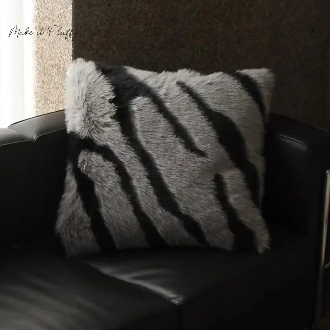Luxe Zebra Faux Fur Cushion – Soft Plush Sofa Pillow