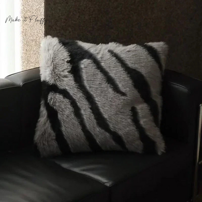 Luxe Zebra Faux Fur Cushion – Soft Plush Sofa Pillow