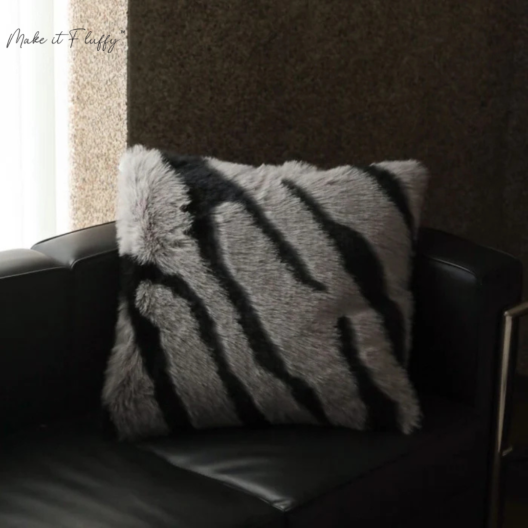 Luxe Zebra Faux Fur Cushion – Soft Plush Sofa Pillow