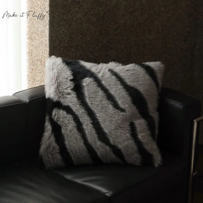 Luxe Zebra Faux Fur Cushion – Soft Plush Sofa Pillow