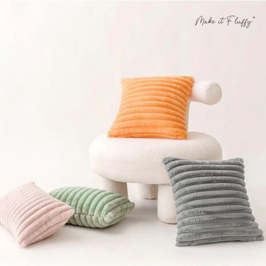 CloudFluff Channeled Rabbit Faux Fur Pillow Cover