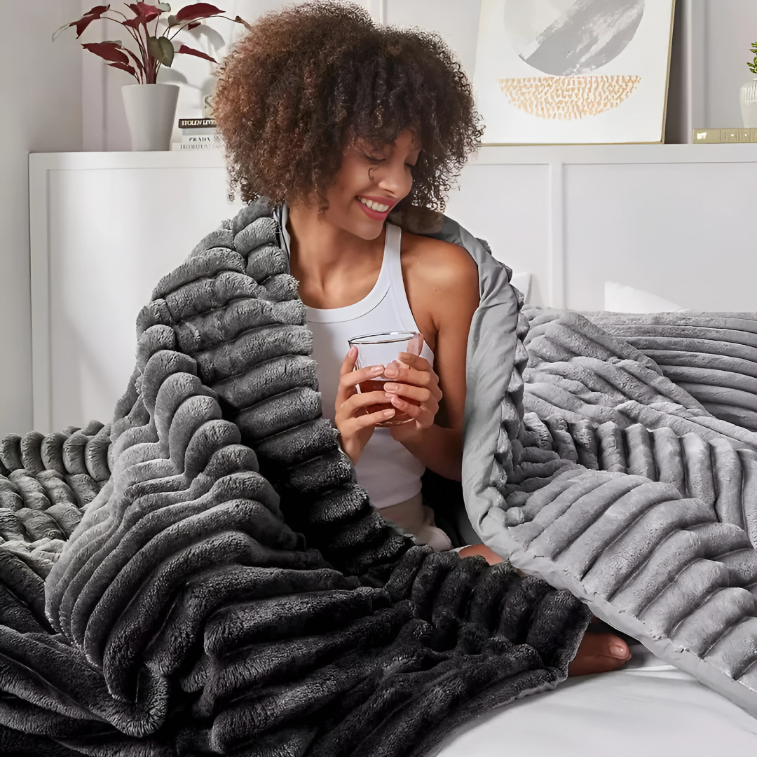 Stripe Sided Fleece Warm Blanket