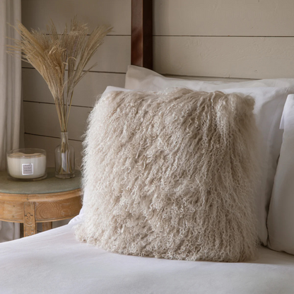 Natural Tibetan Sheepskin Accent Cushion